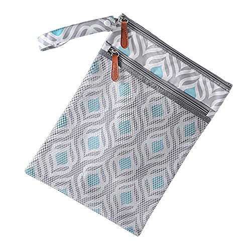 MOMIGO Reusable Wet Dry Bags for Baby Cloth Diapers & Swimsuits - Waterproof Washable Storage Pouch for Stroller, Diaper Bag, Beach, Pool, Gym - Includes 2 Zippered Pockets (Peacock Feather) - Perfect for Travel, Daycare & Outdoor Activities