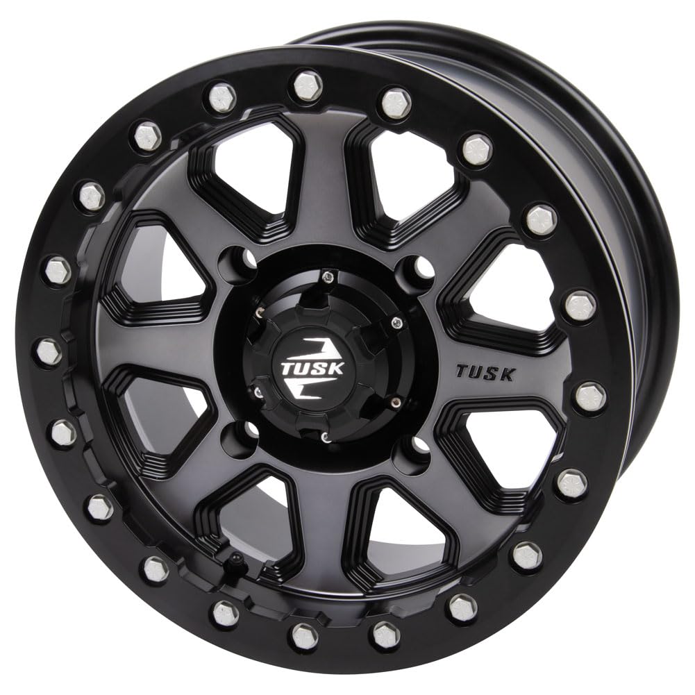 4/137 Tusk Uinta Beadlock Wheel 15x7 5.0 + 2.0 Gunmetal/Black - Compatible with CAN-AM Commander Max 1000 XT (2014-2022) - Durable Off-Road Wheels for ATV & UTV Adventures
