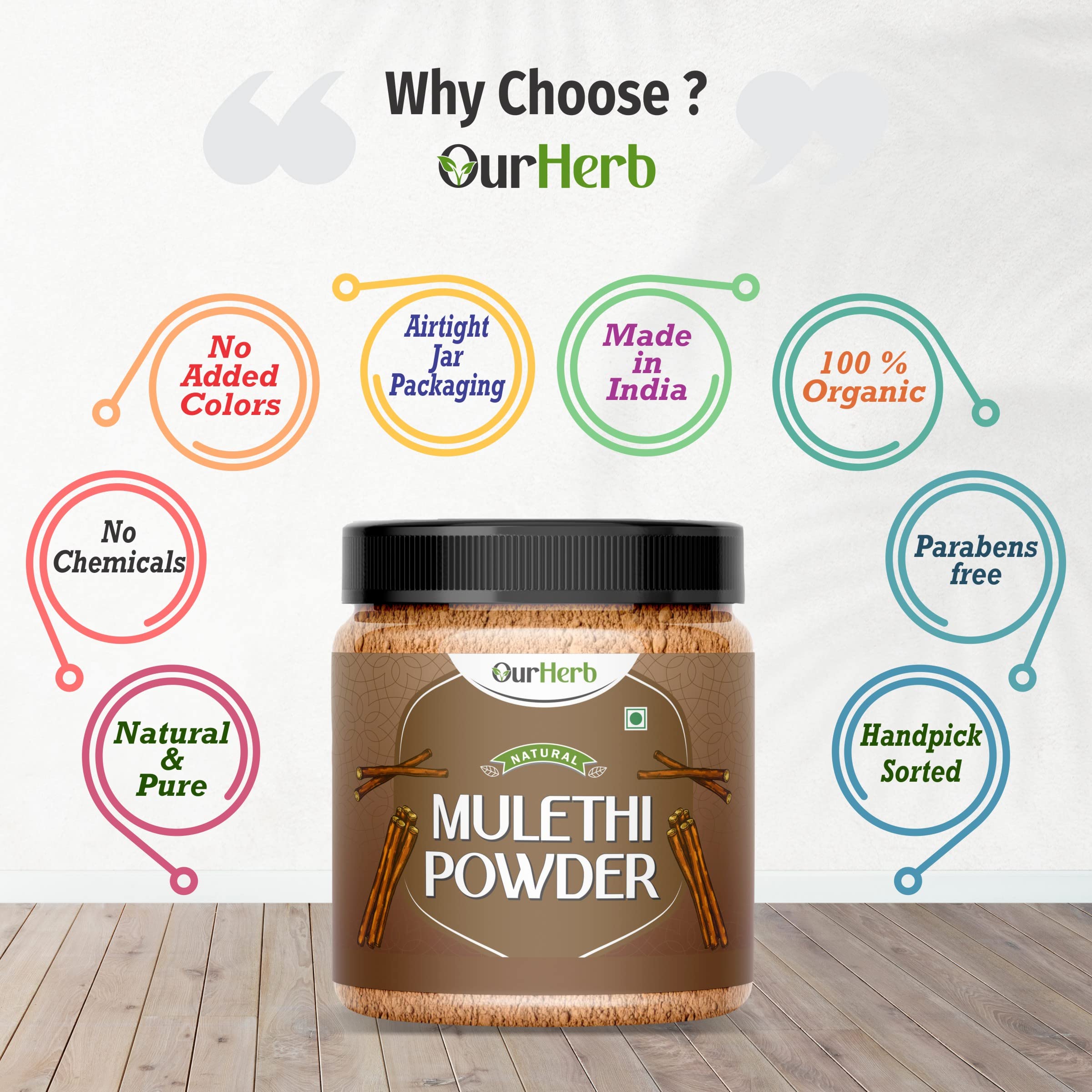 Organic Mulethi Powder (Licorice Root) - 100% Pure Glycyrrhiza Glabra for Skin & Hair Care | Natural Face Pack with Yashimadhu | USDA Certified Herbal Supplement with Free Wooden Spoon (200g/7oz) | Perfect for DIY Beauty Treatments & Ayurvedic Remedies