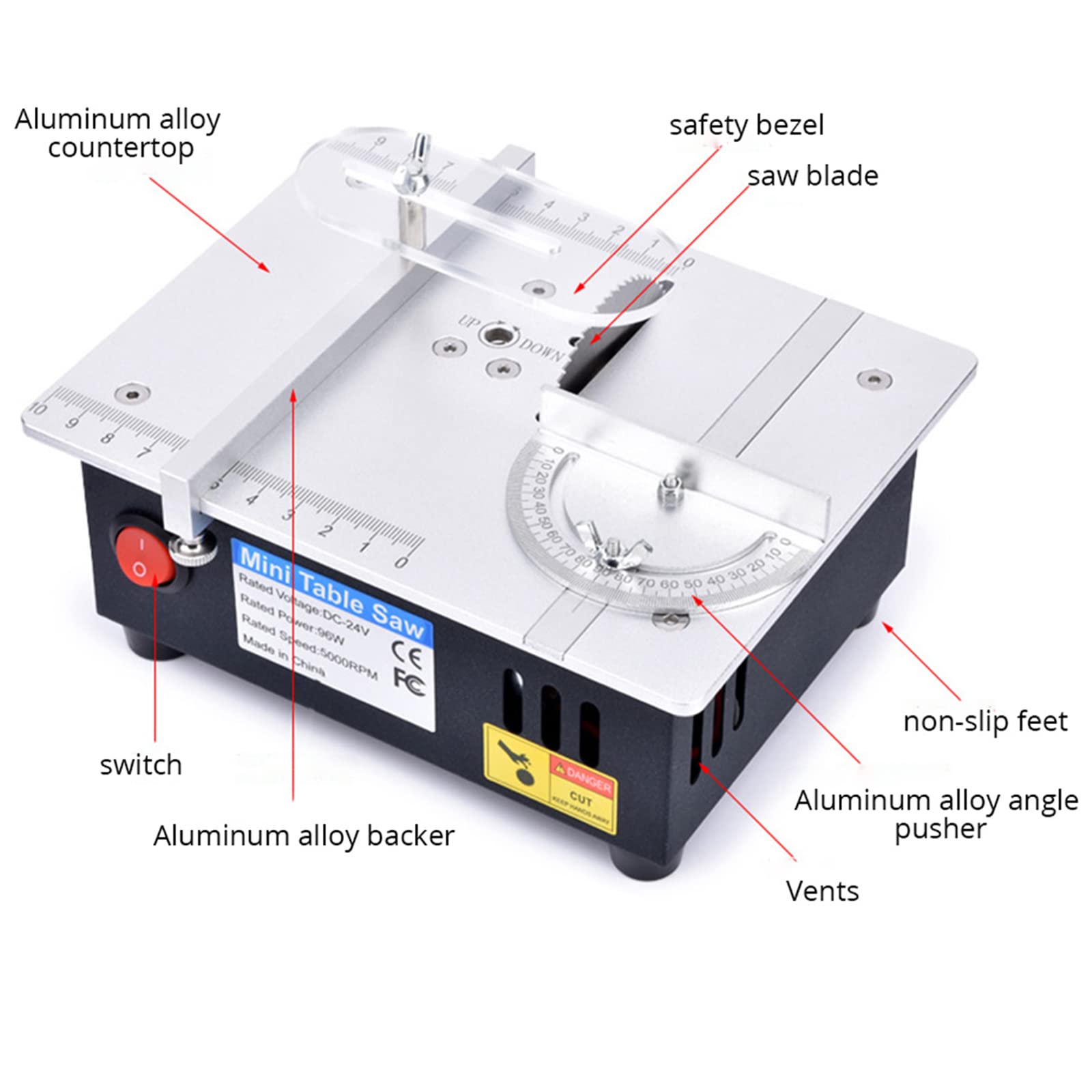 Mini Table Saw for Crafts - 96W Portable Precision Electric Saw with 7 Adjustable Speeds & 4 Blades | Perfect for Wood, Plastic, Acrylic Cutting | DIY Model Making, Hobby Projects & Small Woodworking Tasks