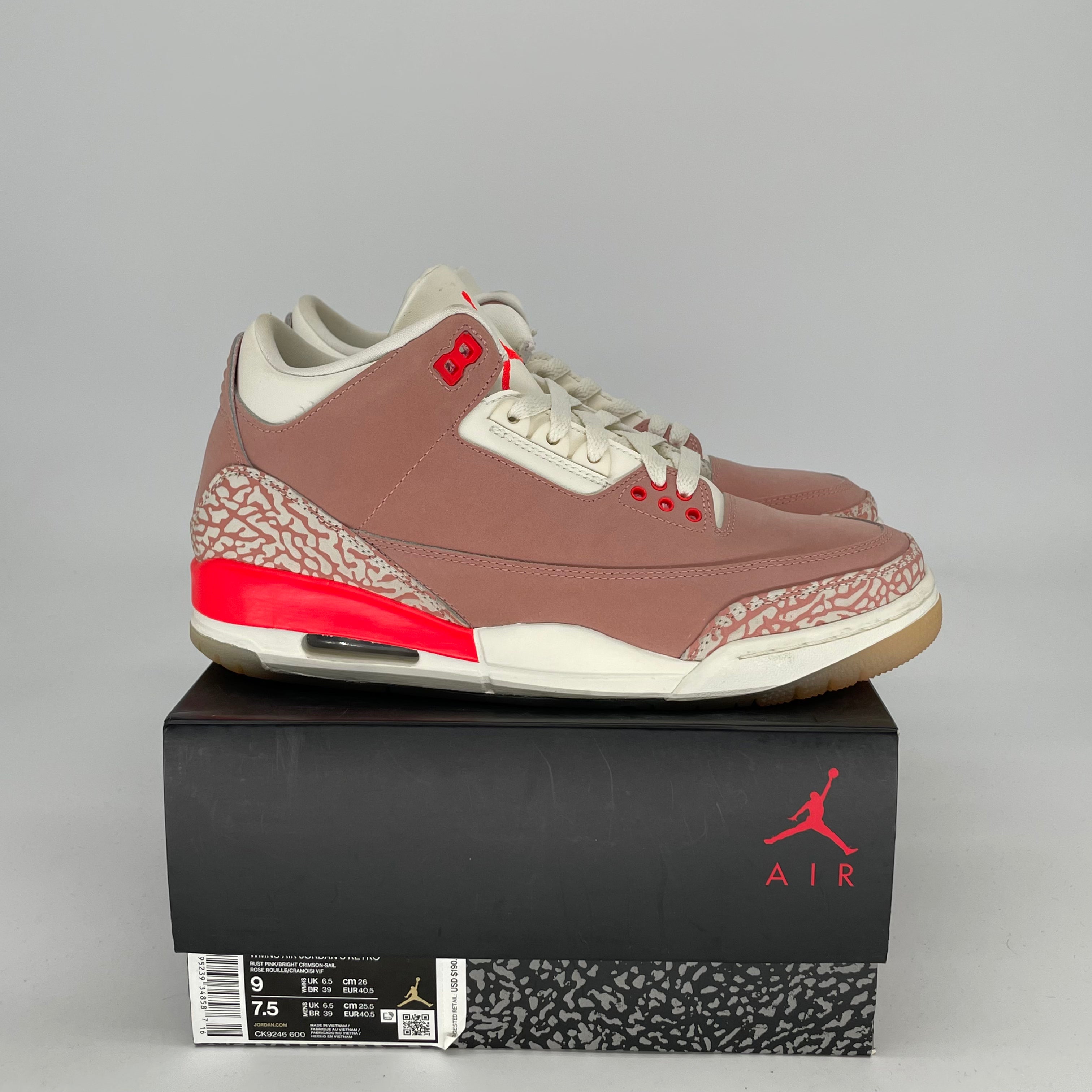 AIR JORDAN 3 Rust Pink Women's Shoes Size 7.5/9W - Style CK9246-600 | Retro Basketball Sneakers for Women, Casual Wear & Street Fashion