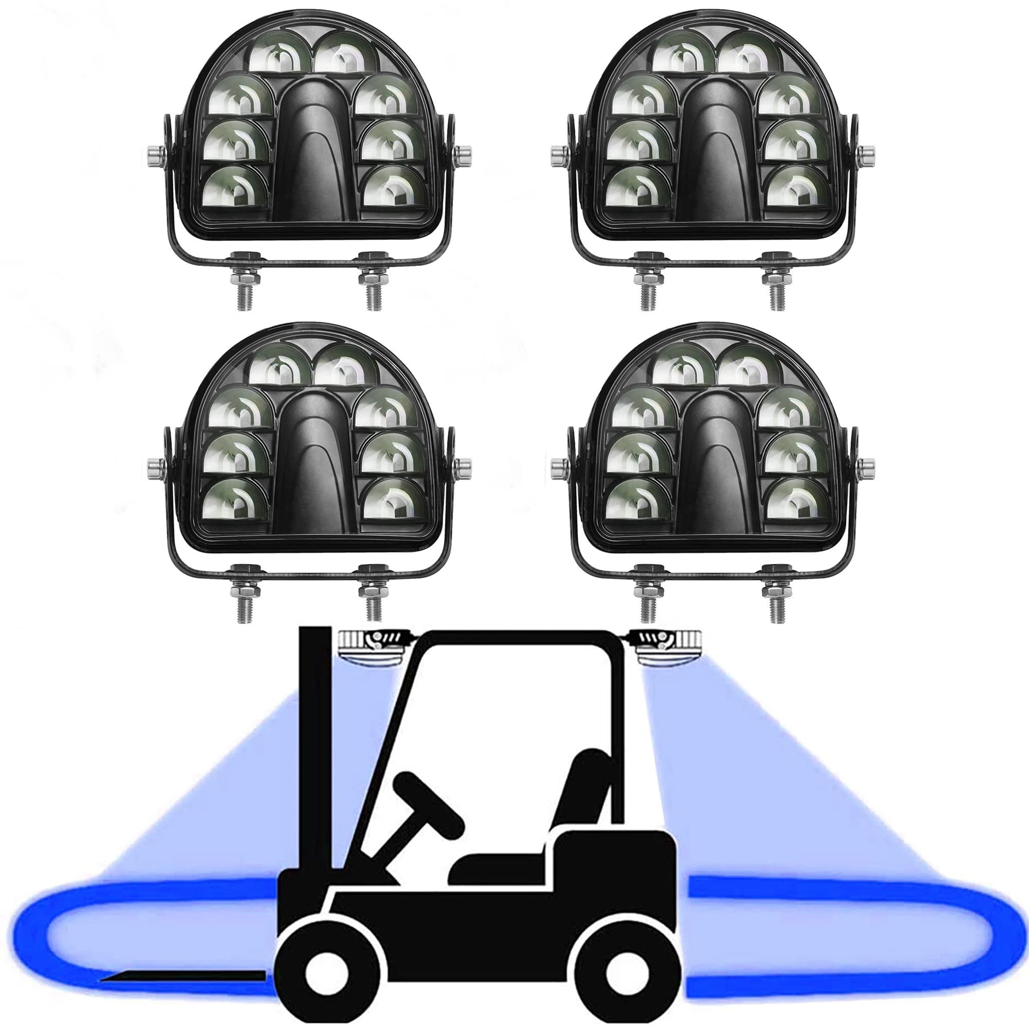 4-Pack LED Forklift Safety Lights - 20W Blue Warning Spotlights, DC 10-80V, High Brightness for Warehouse & Truck Security - Perfect for Hazard Zone Marking and Vehicle Safety Indicators