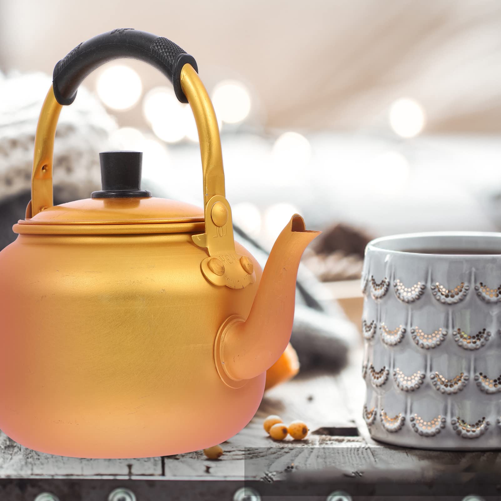 UPKOCH 1L Aluminum Whistling Tea Kettle - Induction Compatible Stovetop Coffee & Water Boiling Pot for Home Kitchen | Perfect for Tea Brewing, Coffee Making & Hot Water Dispensing