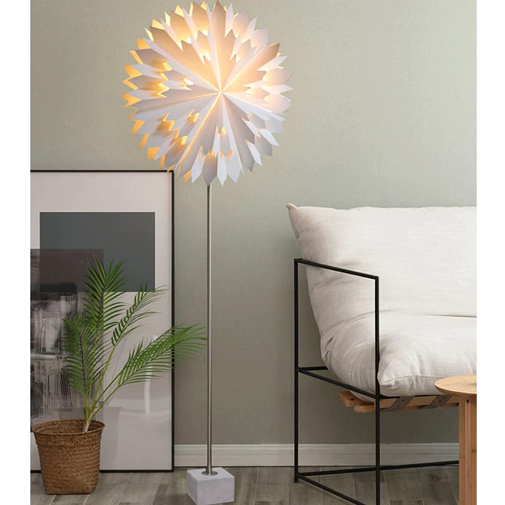 Modern Floor Lamp with Paper Shade - Eye-Caring Bedside Reading Light with Foot Switch for Bedroom, Living Room & Office - Soft Illumination for Relaxation & Study