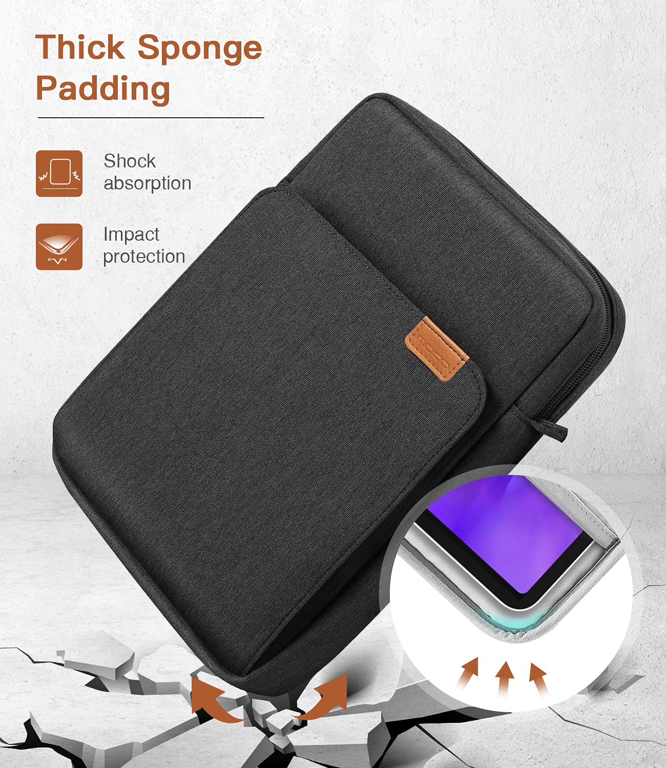 MoKo 9-11 Inch Tablet Sleeve Case with Handle & Adjustable Shoulder Strap - Compatible with iPad Pro 11