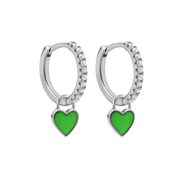 Colorful Enamel Heart Charm Drop Earrings for Women - Dainty Valentine's Day Gift, Date Night Jewelry, Bridesmaid Accessories