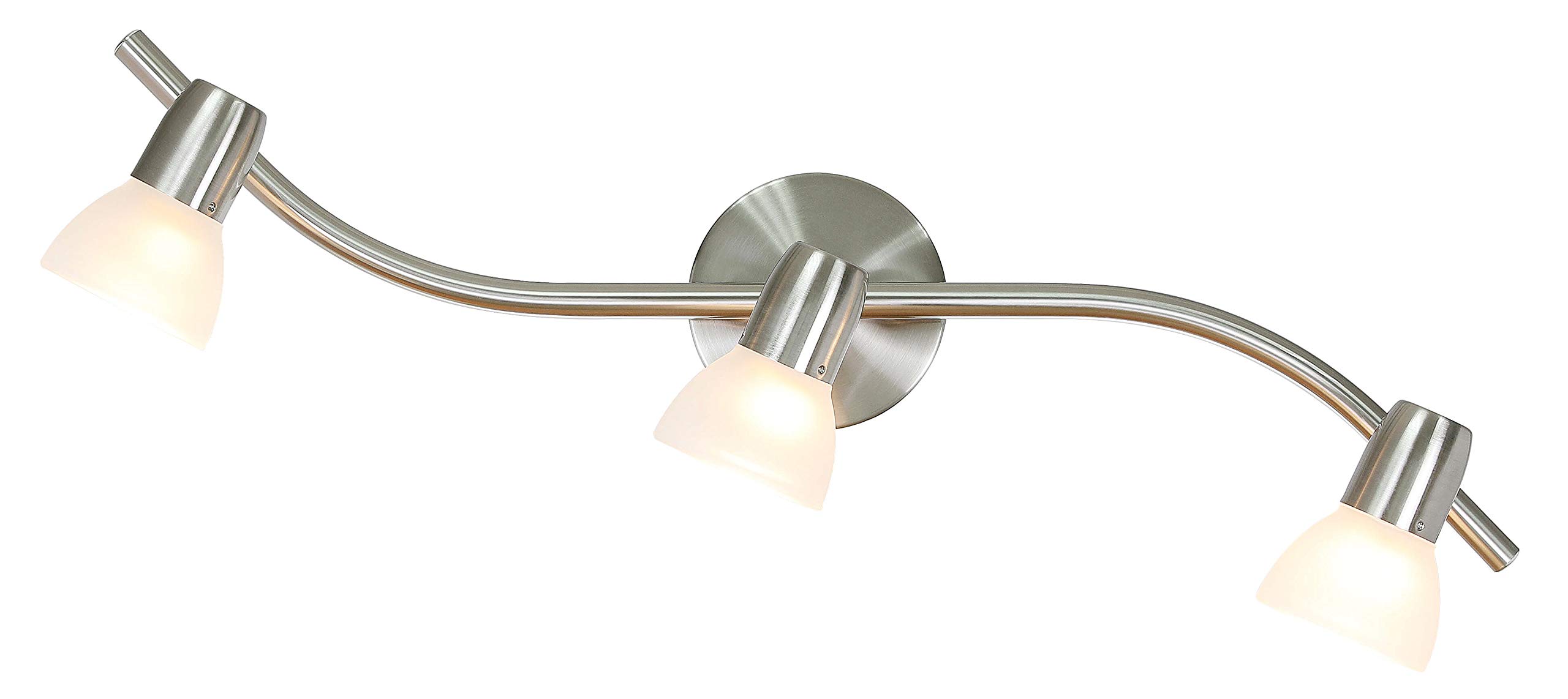 XiNBEi Modern S-Shaped Track Lighting Kit - 3 Light Kitchen Ceiling Fixture, Brushed Nickel Finish, Adjustable Spotlights for Home & Restaurant Use (Model XB-TR1223-3-BN) | Perfect for Kitchen Islands, Dining Areas & Retail Spaces