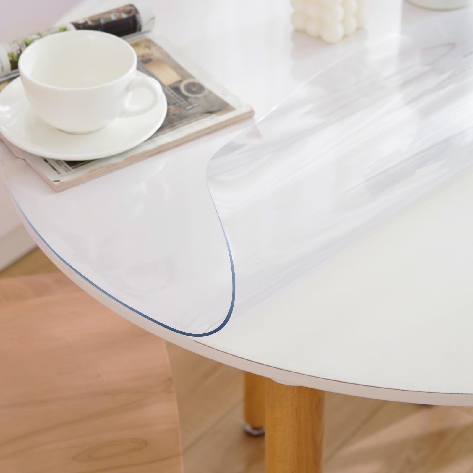 54 Inch Clear Round Table Cover - 1.5mm Thick Waterproof Vinyl Table Protector for Dining Room, Kitchen, Party & Outdoor Use - Fits 54