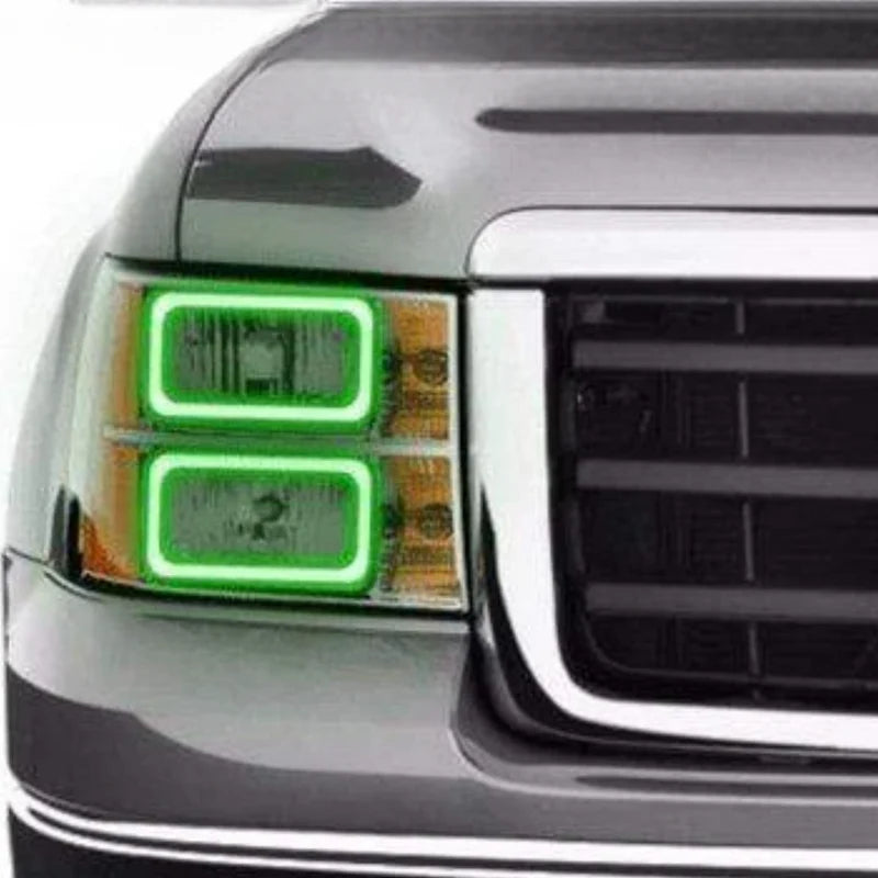 GMC Sierra Multicolor LED Halo Headlight Kit for 2007-2013 Models - Upgrade Your Truck Lighting for Off-Road & Night Driving