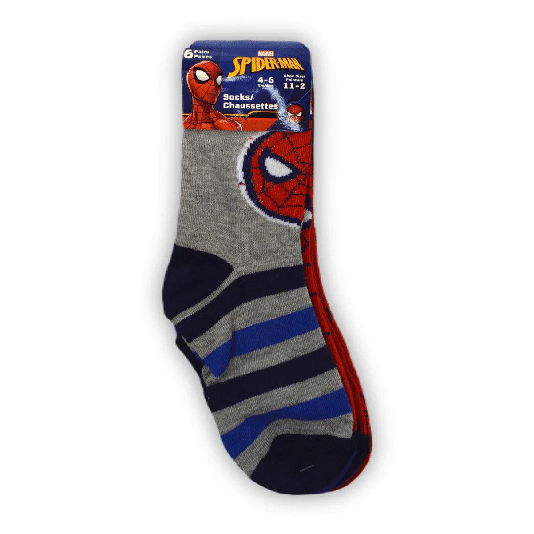 Marvel Spiderman Kids Socks 6-Pack - Superhero Themed Socks for Boys & Girls - Perfect for School, Play & Costumes