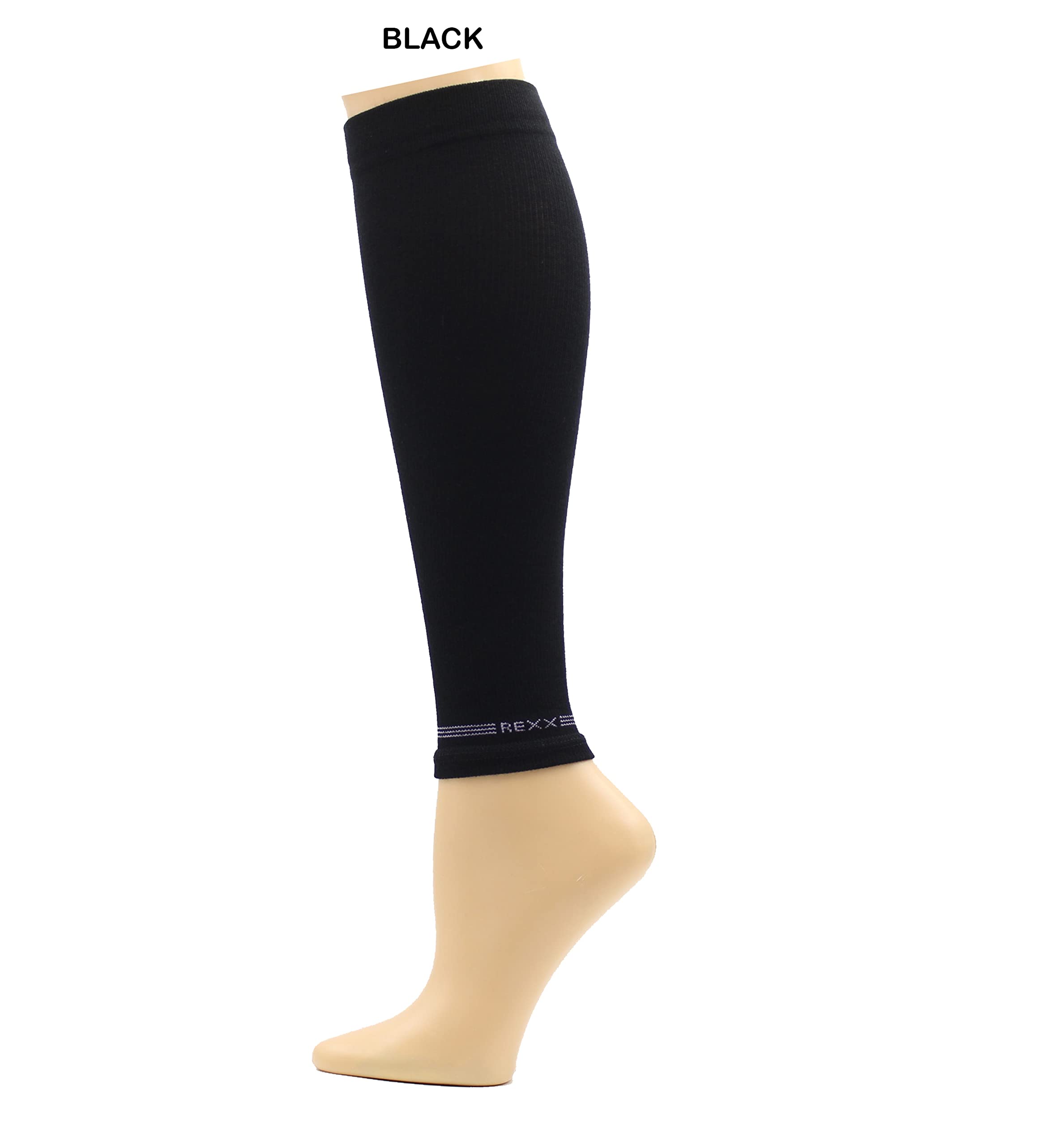 REXX 4 Pairs Calf Compression Sleeves for Men & Women - Breathable Cotton Blend Footless Leg Sleeves for Running, Cycling & Workout - Mild Support for Muscle Recovery & Circulation