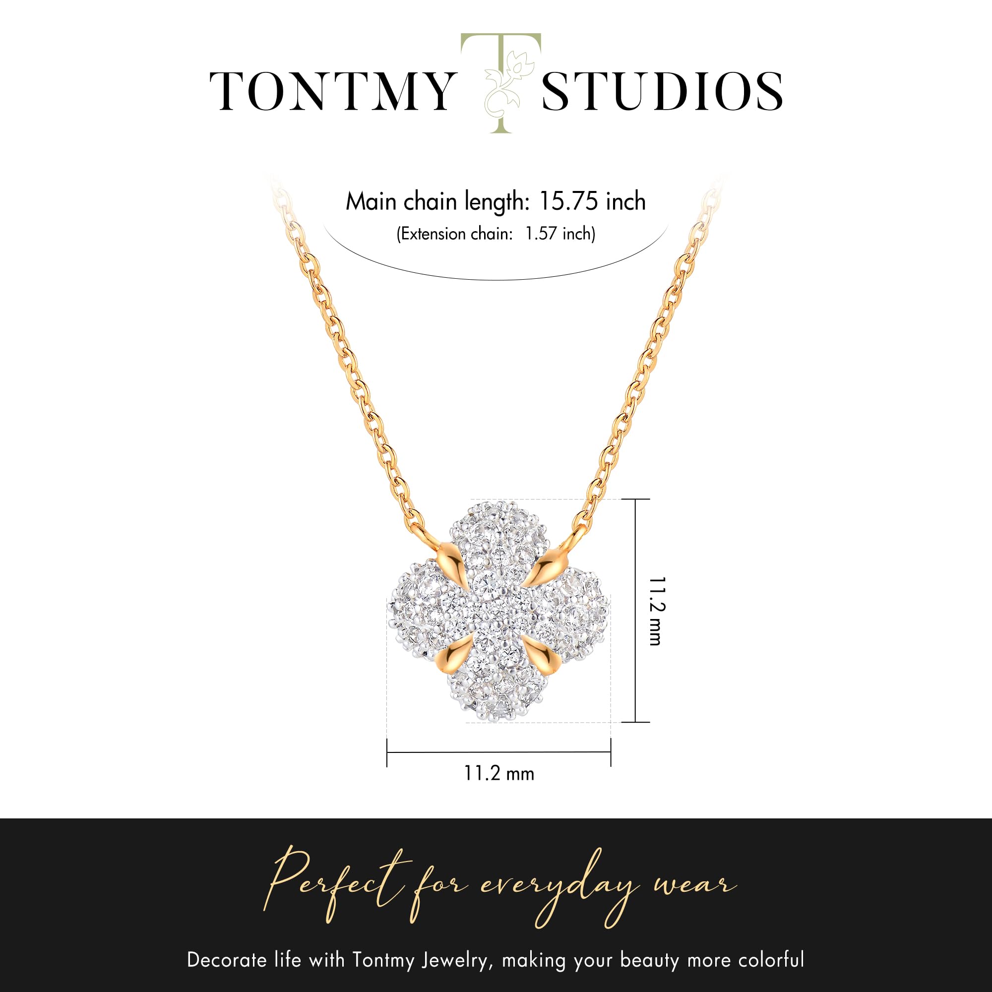 14K Gold Plated Cubic Zirconia Pendant Necklace for Women - Dainty Solitaire Rhinestone Chain Jewelry - Perfect for Date Night, Wedding & Everyday Elegance