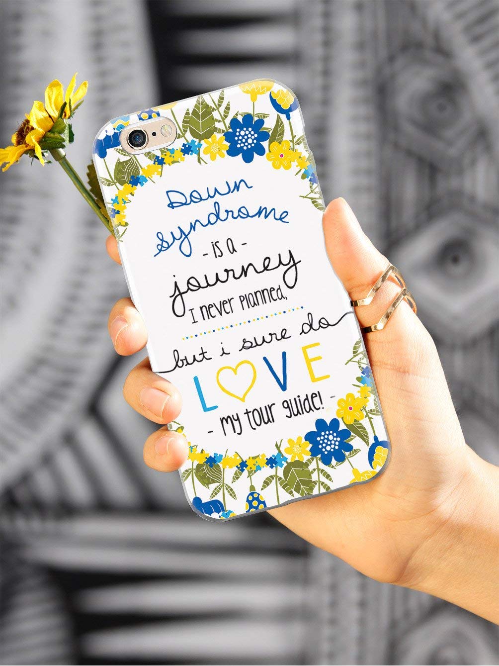 Inspired Cases - Premium 3D Textured Protective Phone Case Compatible with Apple iPhone 8 - Down Syndrome Awareness Design - Perfect for Daily Use, Travel & Gift Giving