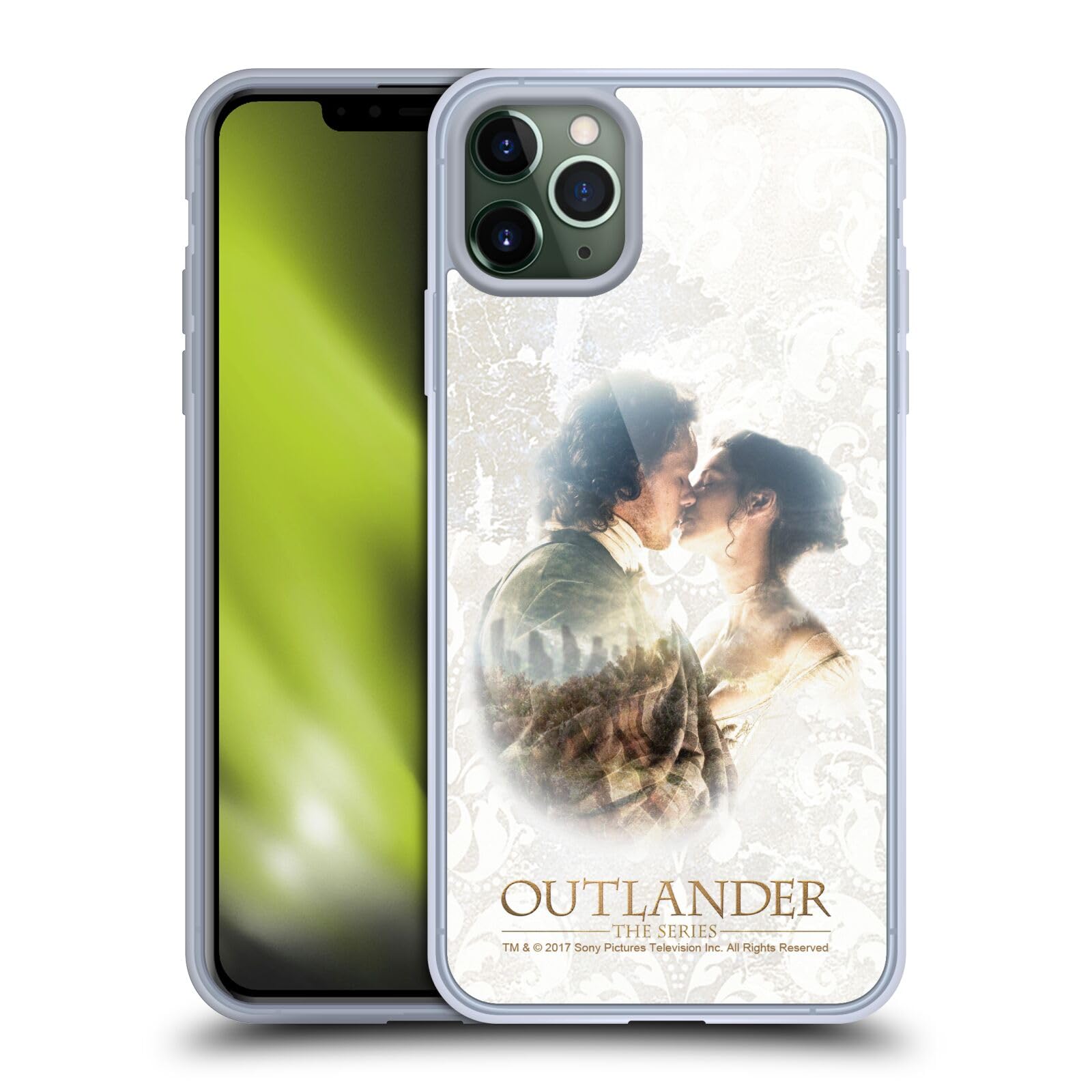 Officially Licensed Outlander Claire & Jamie Kiss Portrait Soft Gel Case for Apple iPhone 11 Pro Max - Durable Protective Phone Cover - Perfect Gift for Outlander Fans & TV Show Lovers
