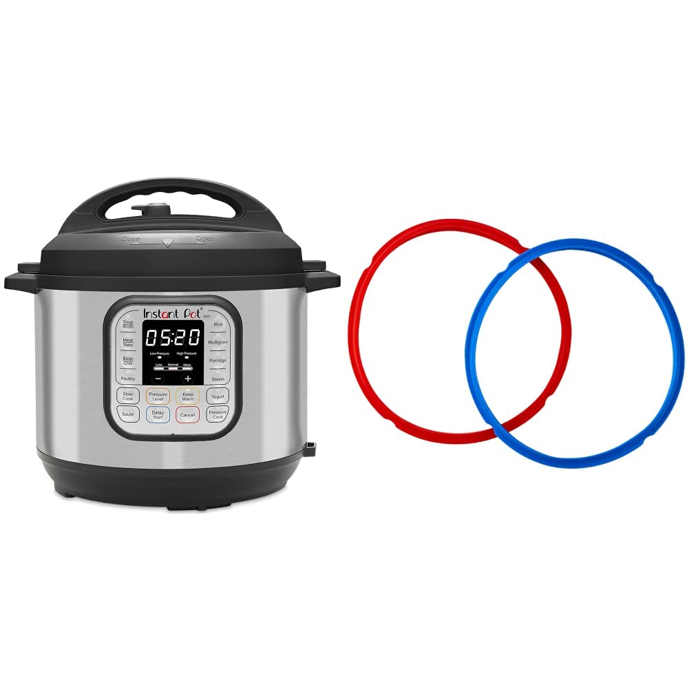 Instant Pot Duo 7-in-1 Electric Pressure Cooker, 8 Quart - Multi-Functional Kitchen Appliance for Pressure Cooking, Slow Cooking, Rice Making, Steaming, Sautéing & Yogurt Making - Includes 2 Sealing Rings (Red/Blue) - Perfect for Family Dinners, Meal Prep & Healthy Cooking