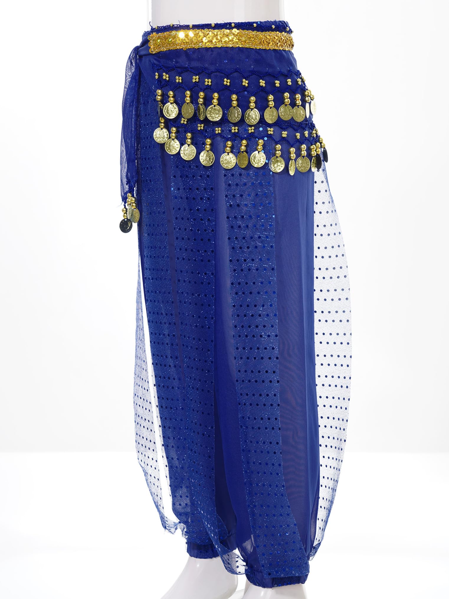 Freebily Girls' Belly Dance Harem Pants - Tribal Arabic Yoga Trousers for Kids, Pilates & Hippie Dance with Hip Scarf - Perfect for Dance Classes, Yoga Practice & Boho Fashion Outfits