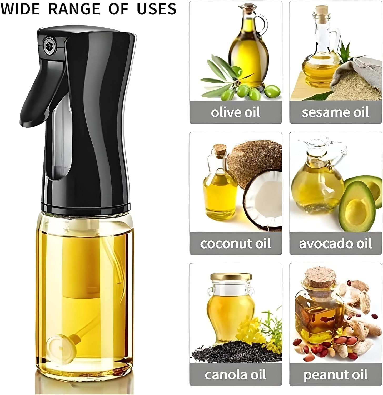 AVNISH 220ml Plastic Oil Spray Bottle for Cooking - Olive Oil, Vinegar, Canola Mist Sprayer - Perfect for Air Fryer, BBQ, Salad & Frying | Kitchen Oil Dispenser & Mister for Dosa & Healthy Cooking