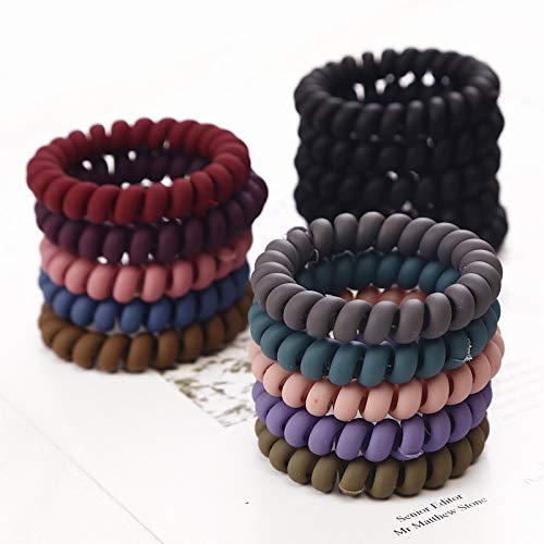 Belicia Elastic Hair Bands for Women & Girls - Soft Telephone Wire Ponytail Holders, No-Slip Hair Ties (Rainbow Colors) - Perfect for School, Workouts, Yoga and Everyday Styling