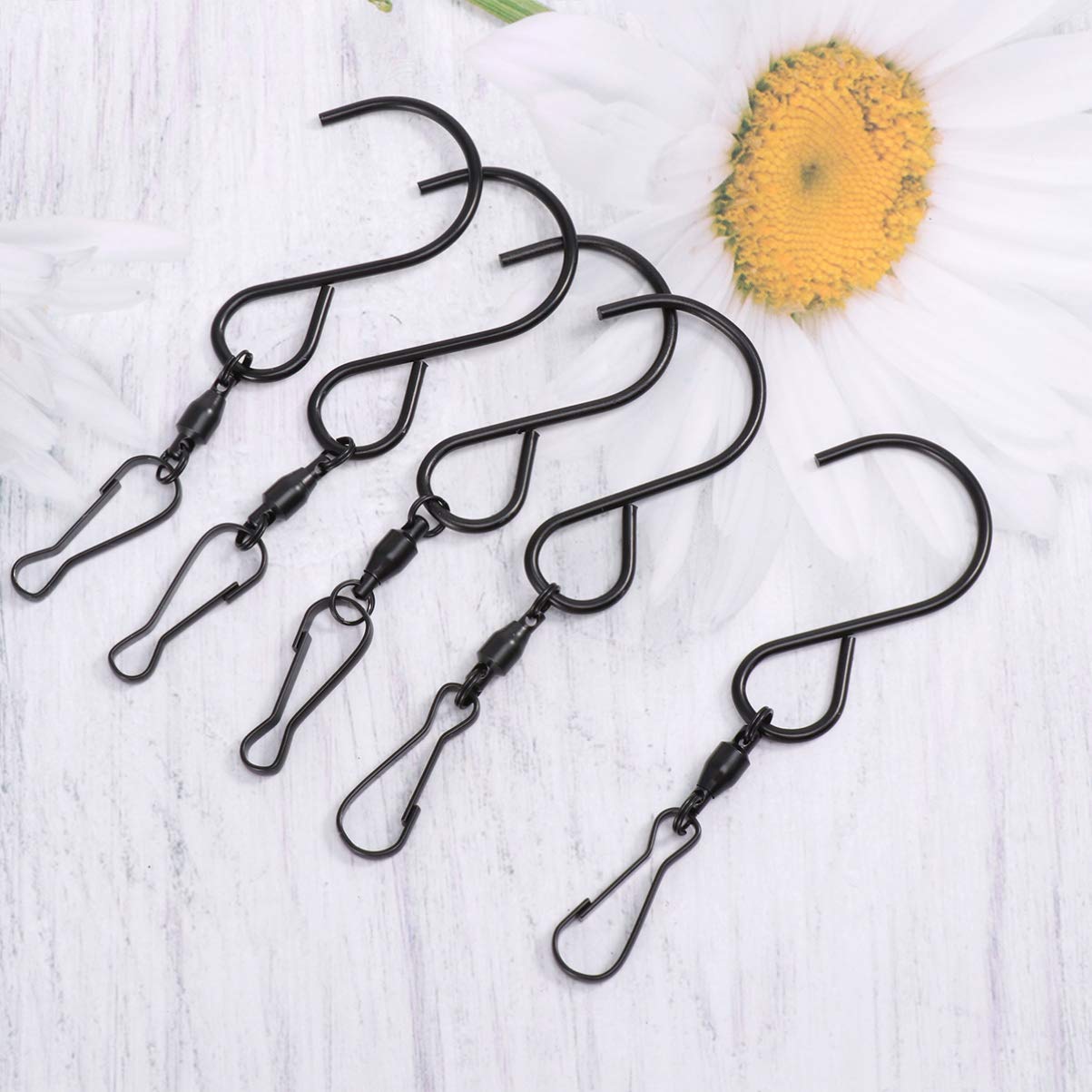 360° Swivel Display Hooks - 6 Pack Rotating Hooks for Wind Chimes, Flower Baskets & Home Decor - Durable Wall Hangers for Indoor/Outdoor Use