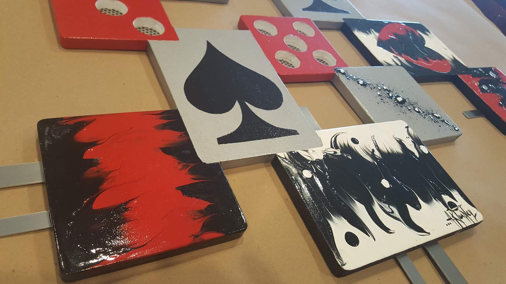 Wood & Metal Playing Cards Wall Art - Unique Card Sculpture Game Theme Home Decor by Diva Art69 - Perfect for Game Rooms, Man Caves & Poker-Themed Interior Design