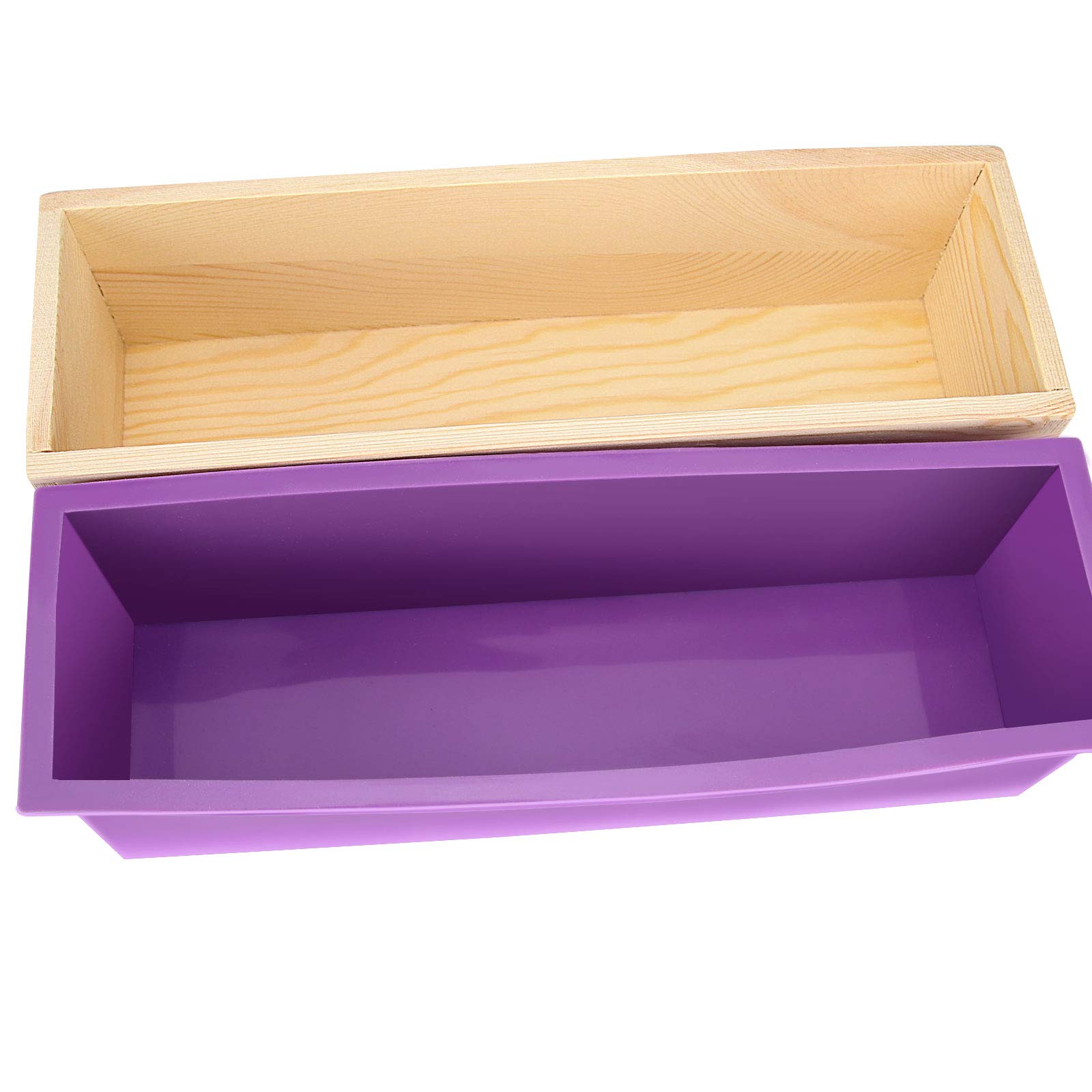 ZOENHOU 3PCS 42oz Flexible Rectangular Silicone Soap Molds Kit with Wood Box - DIY Soap Making Supplies for Handmade Soap, Bath Bombs & Candles - Perfect for Home Crafting, Gifts & Small Business