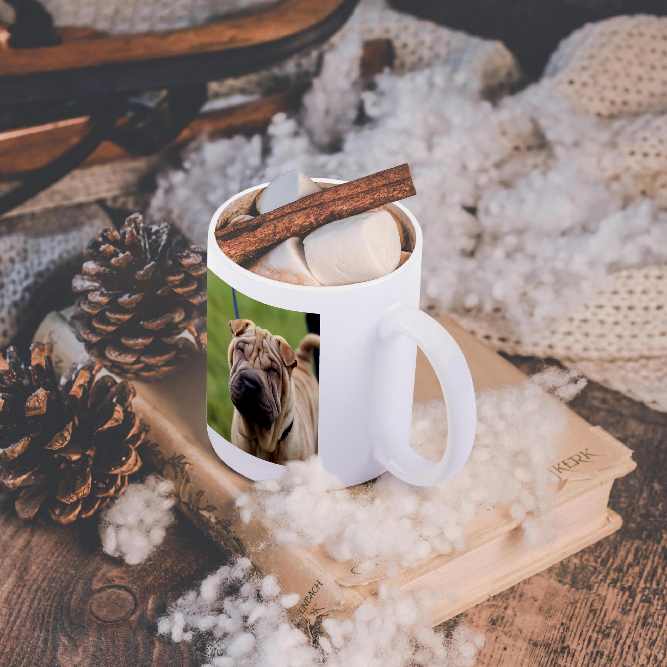 3D Rose Shar Pei Dog Ceramic Coffee Mug - 11 oz, Cute Puppy Design - Perfect for Tea, Coffee, Hot Chocolate, Office & Home Use