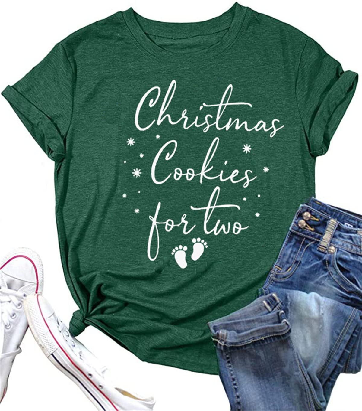 Funny Merry and Pregnant Maternity T-Shirt - Christmas Pregnancy Announcement Tee - Cute Short Sleeve Top for Expecting Moms - Perfect for Holiday Photos & Gender Reveals
