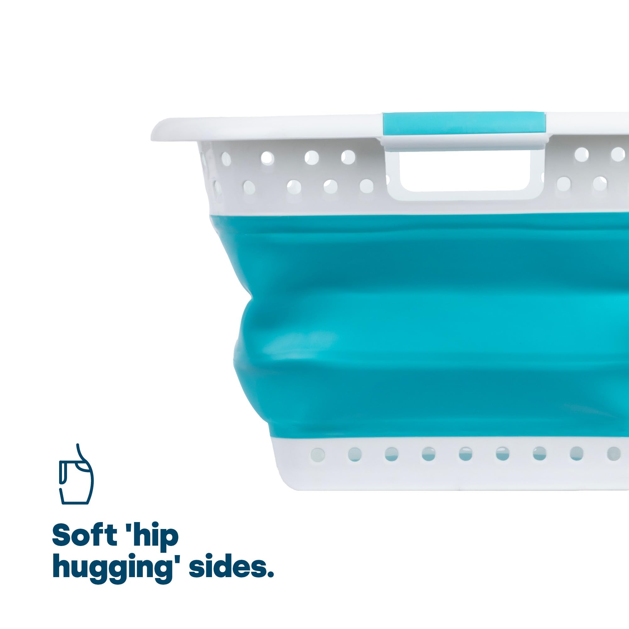 LIVIVO Collapsible Laundry Basket - 58L Large Capacity Foldable Washing Bin with Comfortable Handles - Space Saving Storage Solution for Laundry Room, Dorm, RV & Travel (Turquoise)