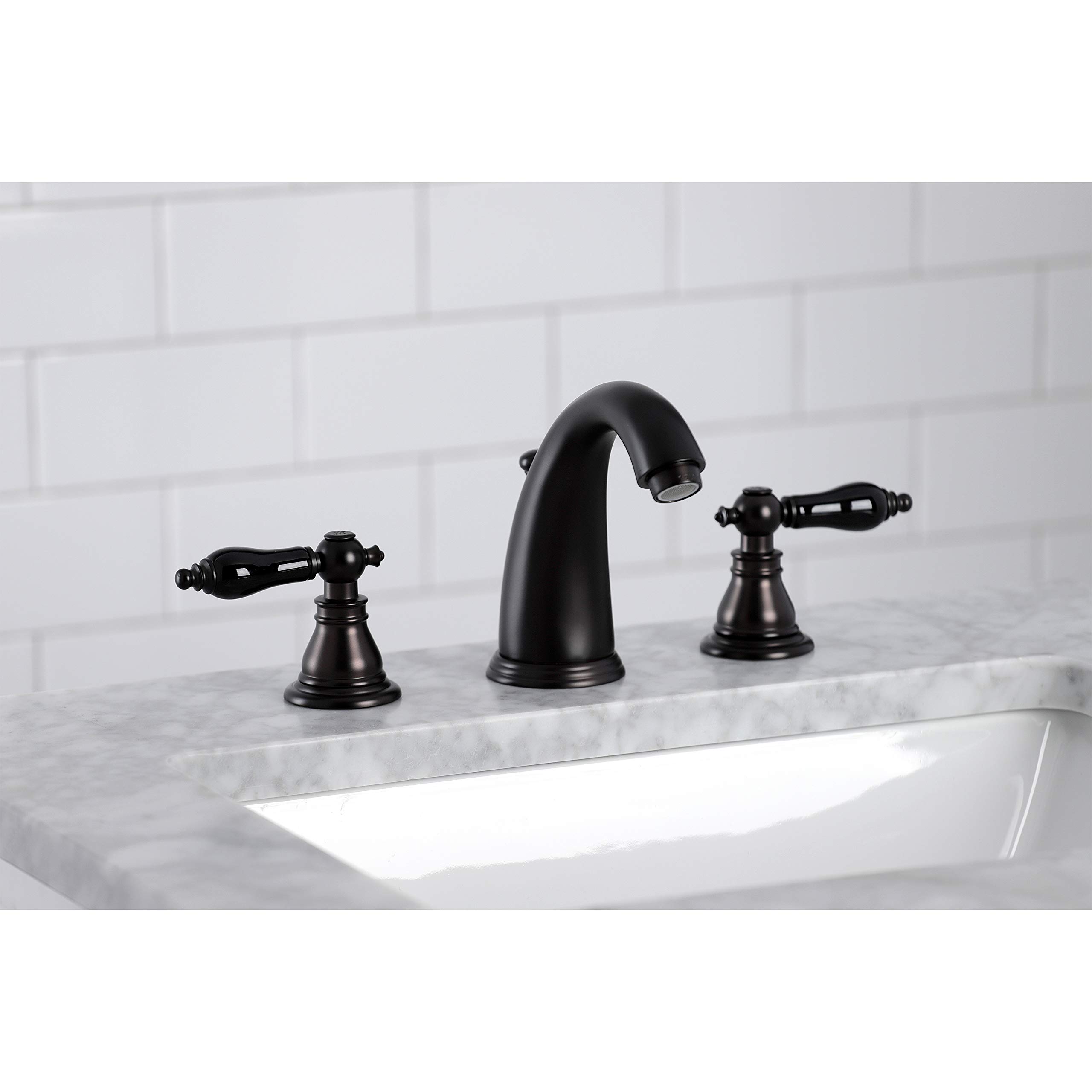 Kingston Brass KB985AKL Duchess Widespread Bathroom Faucet - Oil Rubbed Bronze Finish - 14.26 x 5.75 x 4 Inches - Elegant Sink Faucet for Bathroom Vanity or Powder Room