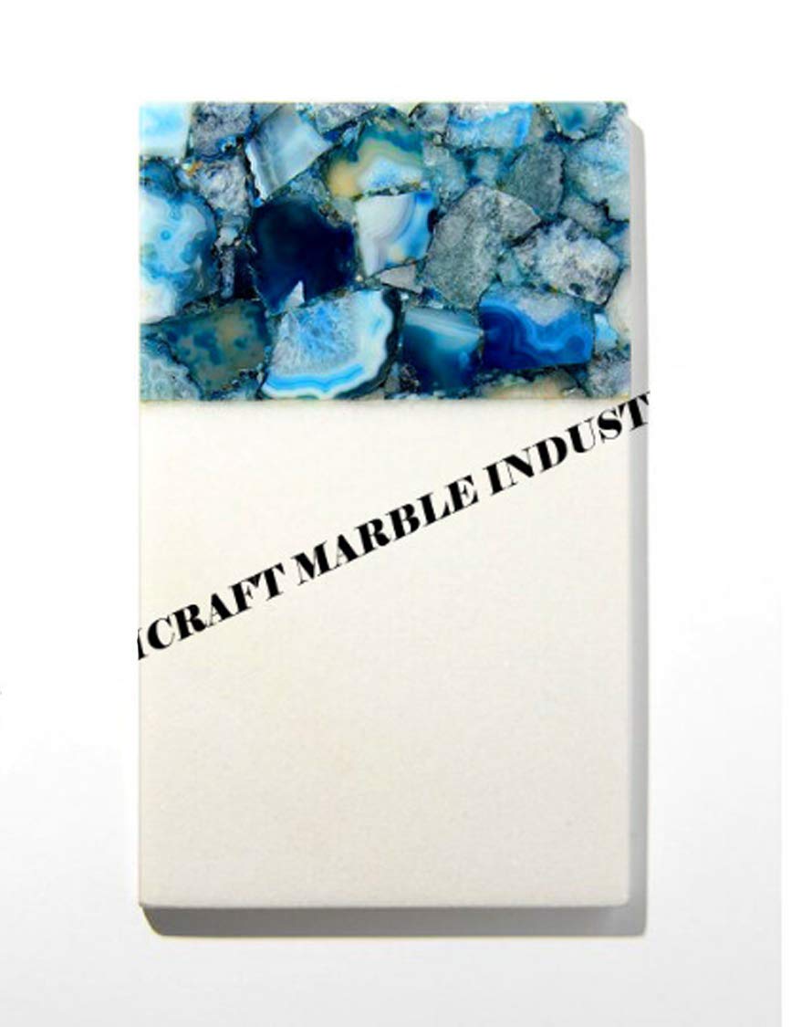Premium Marble and Blue Agate Stone Cutting Board Set - Durable Natural Stone Cheese Board, Charcuterie Platter for Serving, Kitchen & Entertaining - Perfect for Weddings, Parties & Gourmet Food Presentation