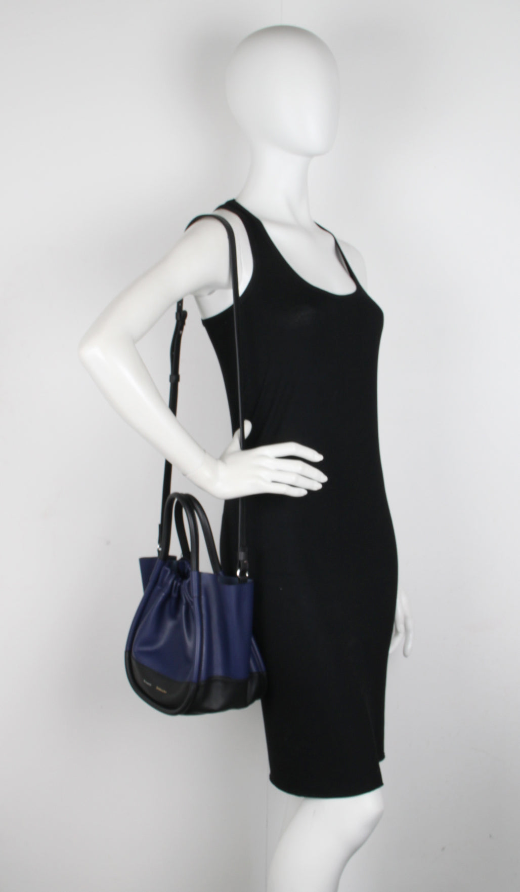PS Ruched Tote Small Handbag - Stylish Black & Blue Crossbody Purse for Women | Perfect for Work, Travel & Everyday Use