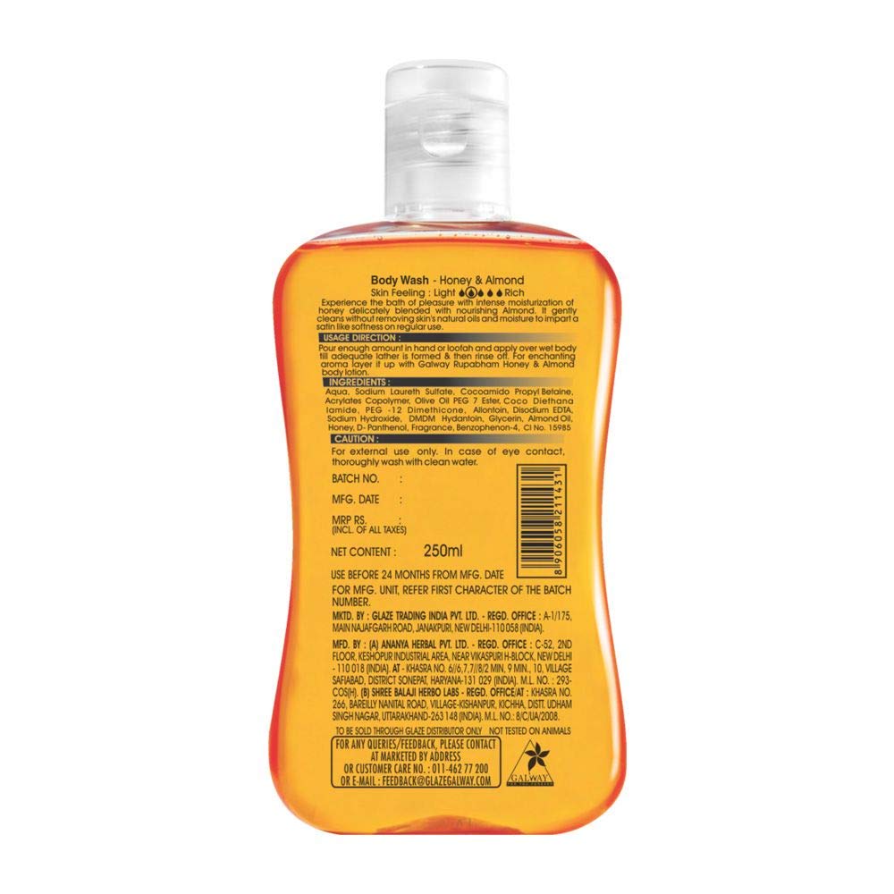 Honey & Almond Body Wash for Soft & Hydrated Skin - Gentle Moisturizing Shower Gel for Daily Use - Perfect for Dry & Sensitive Skin Care Routine