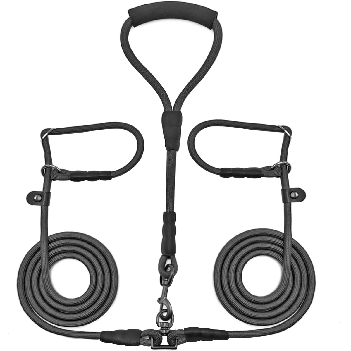 Dual Slip Lead Dog Leash - No Tangle Tandem Leash for 2 Dogs, Adjustable Double Dog Lead for Small Medium Large Breeds, Gentle Training & Walking (6.5 FT Black) - Perfect for Park Outings, Hiking & Daily Walks