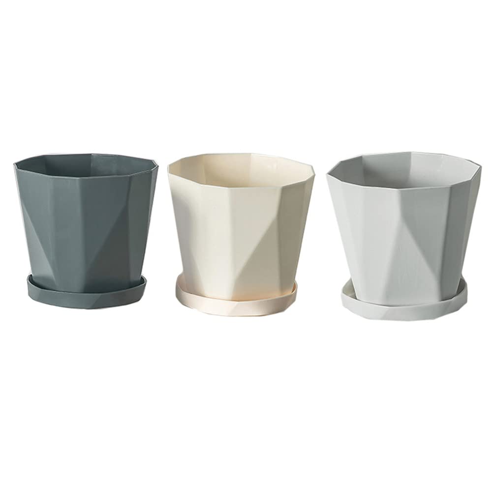 Hemoton 3-Pack Plastic Flower Pots - Decorative Plant Containers for Indoor & Outdoor Gardening, Balcony, Desk, Garden Decor - 6 Inch Small Planters for Succulents, Herbs, Flowers (Green) - Perfect for Home, Office, and Gift Giving