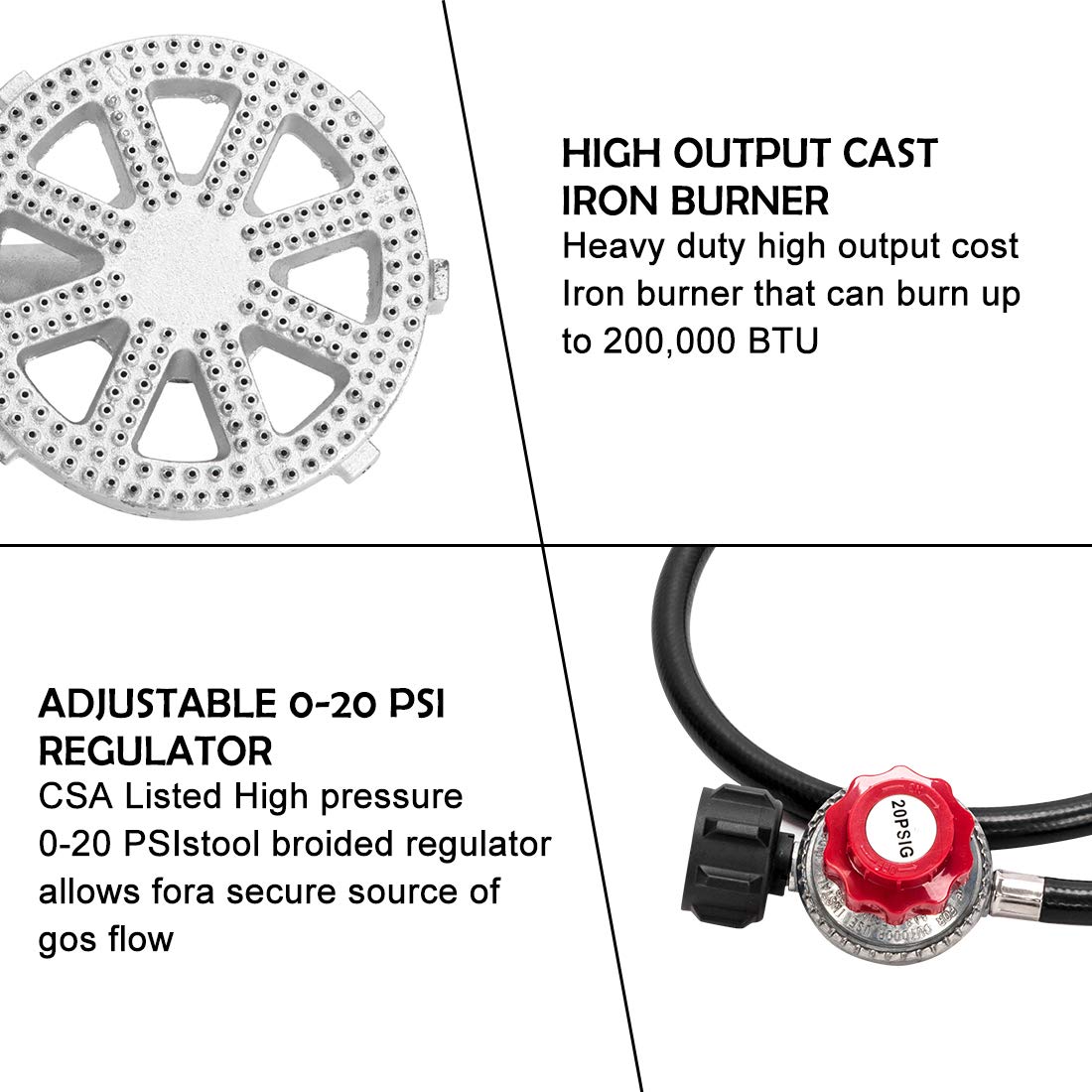 Portable Outdoor Camping Stove - High BTU Propane Gas Burner with Cast Iron Base for Home Brewing, Backpacking & Patio Cooking | Perfect for Grilling, Picnics & Emergency Preparedness