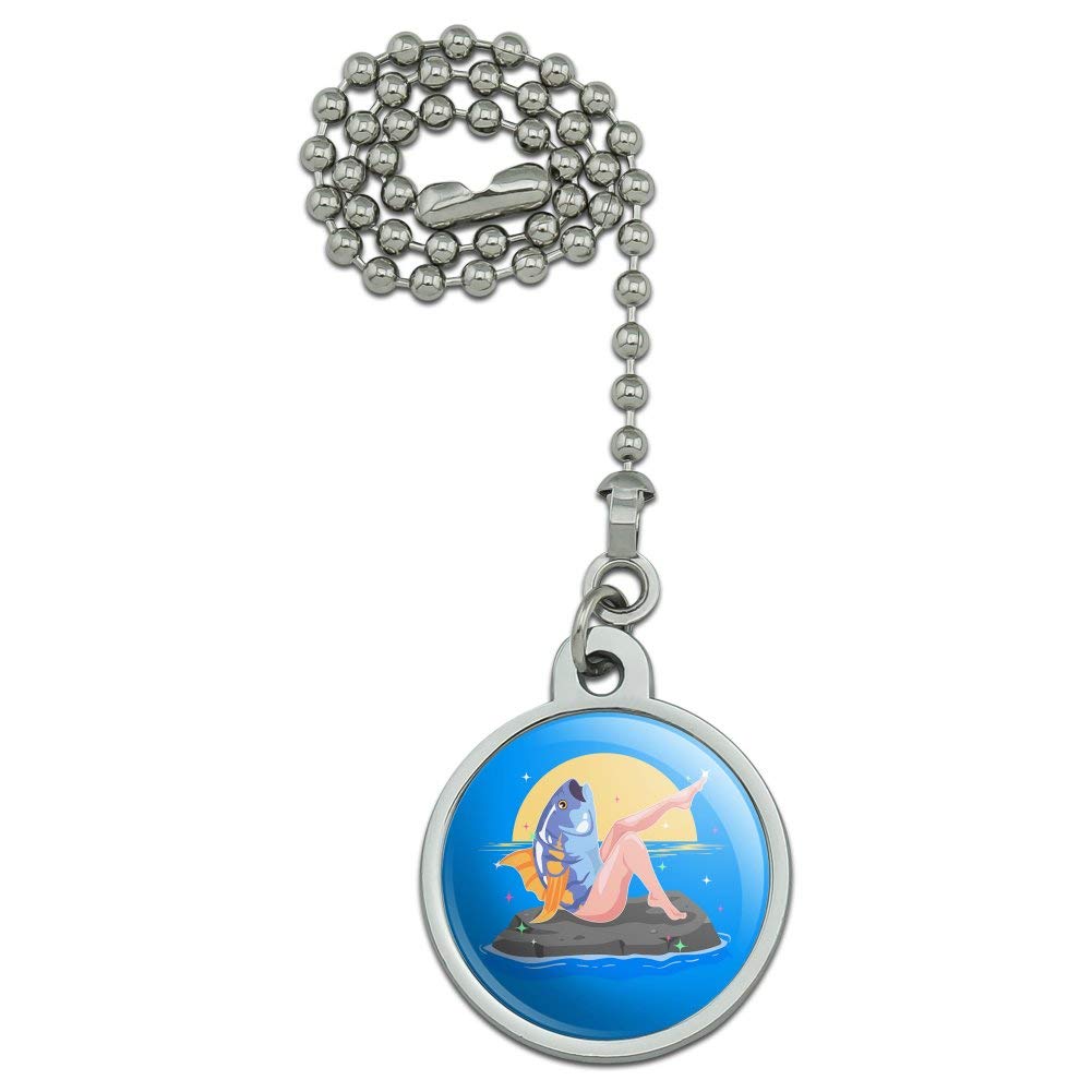 Unique Reverse Mermaid with Tuna Head Ceiling Fan Pull Chain - Novelty Home Decor for Bedroom, Living Room & Office - Fun Conversation Starter Gift
