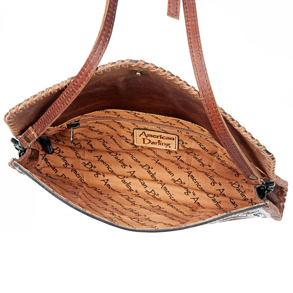 American Darling Genuine Tooled Leather Clutch Purse - Handcrafted Vintage Style Crossbody Bag for Women | Perfect for Parties, Weddings & Evening Events