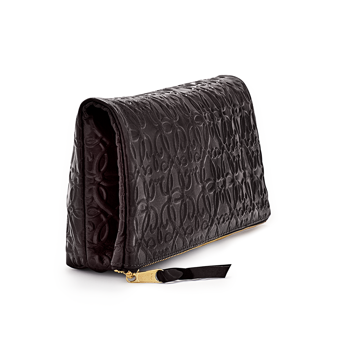 Elegant Black Fold Over Leather Clutch for Women - Perfect for Evening Parties, Weddings & Special Occasions