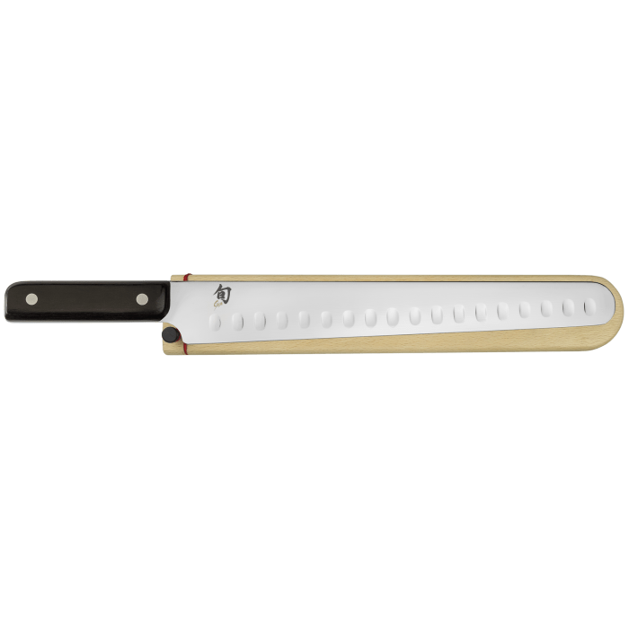 Shun Classic 12-Inch Hollow Ground Brisket Knife with Saya - Premium Japanese Chef Knife for BBQ, Slicing Meat & Culinary Arts - Perfect for Professional Chefs & Home Cooking