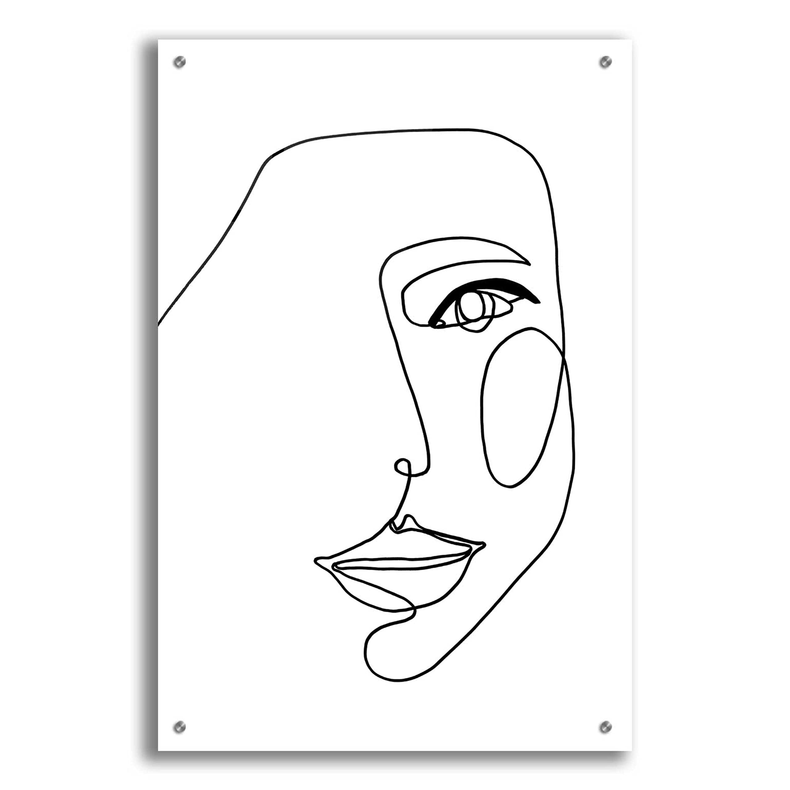 Epic 'Face Line 1' Abstract Wall Art by Design Fabrikken - 24x36 Inch Modern Acrylic Glass Painting - Perfect for Living Room, Bedroom or Office Decor