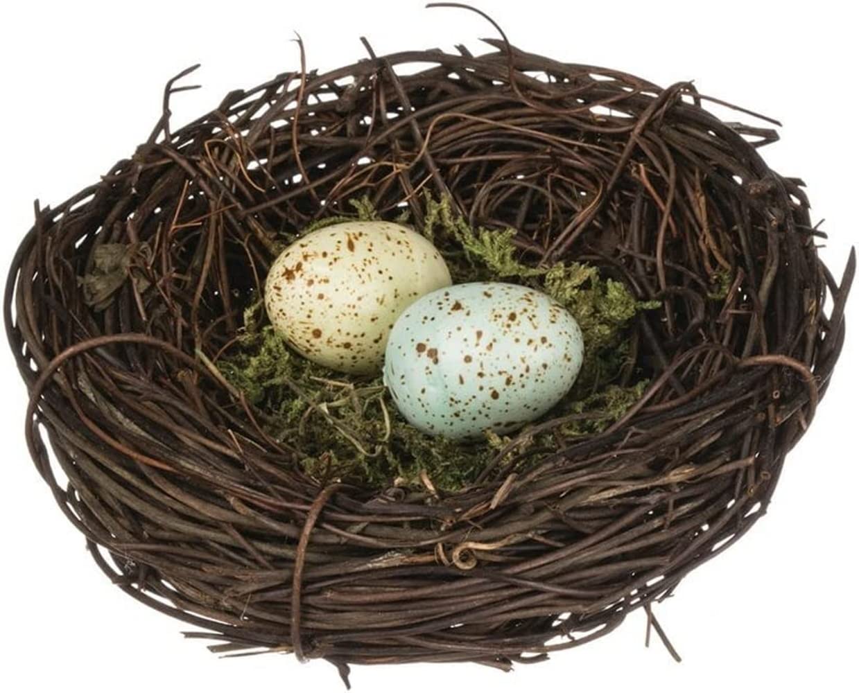 Sullivans 4 Inch Decorative Bird's Nest - Speckled Robin's Egg Blue with Yellow Moss | Perfect for Easter Decor, Spring Centerpieces & Farmhouse Home Décor
