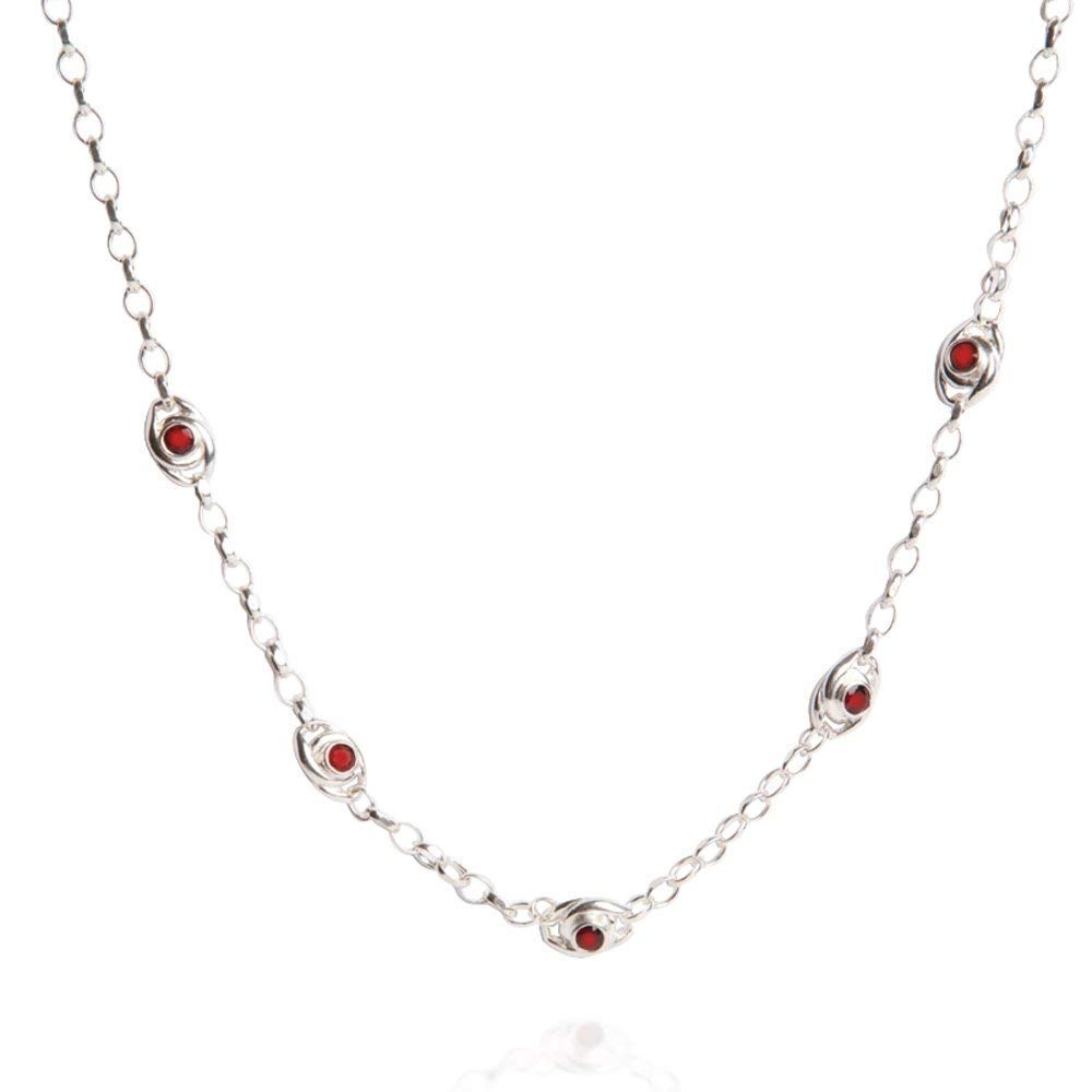925 Sterling Silver Garnet Gemstone Long Necklace for Women - Elegant Gift for Her, Mom, Daughter, Girlfriend & Partner | Perfect for Anniversaries, Birthdays & Special Occasions
