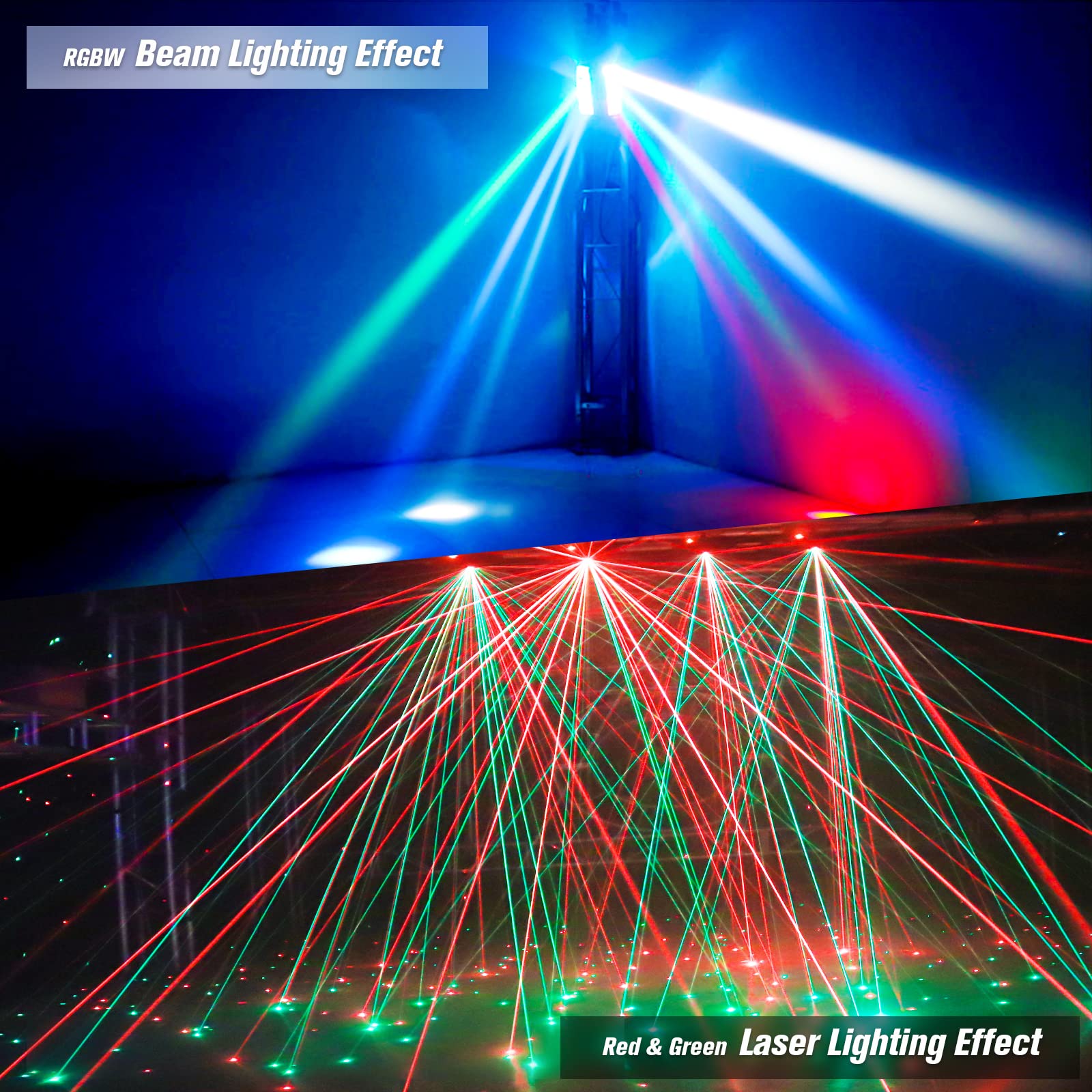 U'King 3-in-1 Spider Moving Head Light with 8x10W RGBW LEDs, Pixel & Laser Lights - DMX-512/Sound Activated DJ Lighting for Stage, Party, Disco, Wedding & Live Events (New Version) | Professional Stage Lighting Equipment for Clubs, Concerts & Events