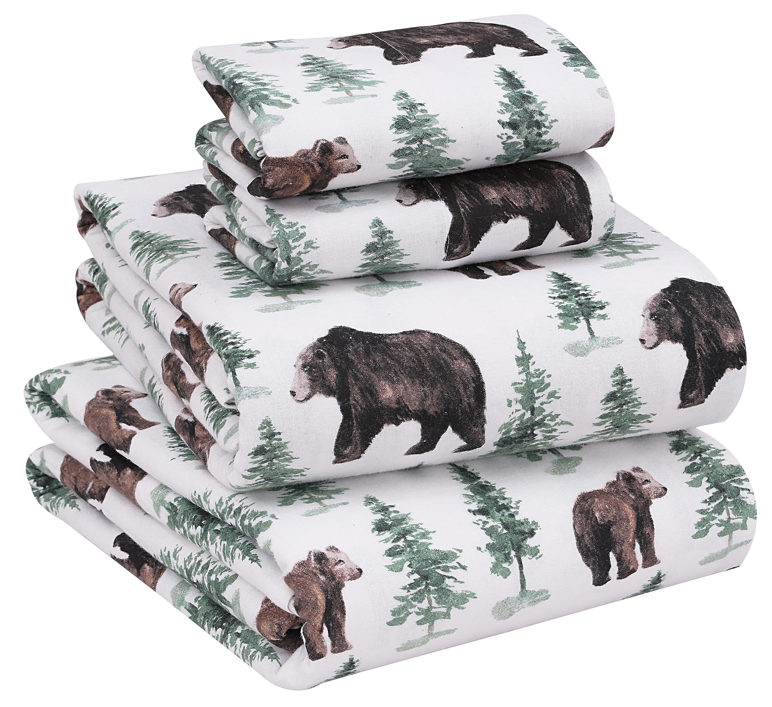 RUVANTI 100% Cotton Flannel Sheets Twin Size - Ultra Soft Double Brushed Bed Sheet Set with 16