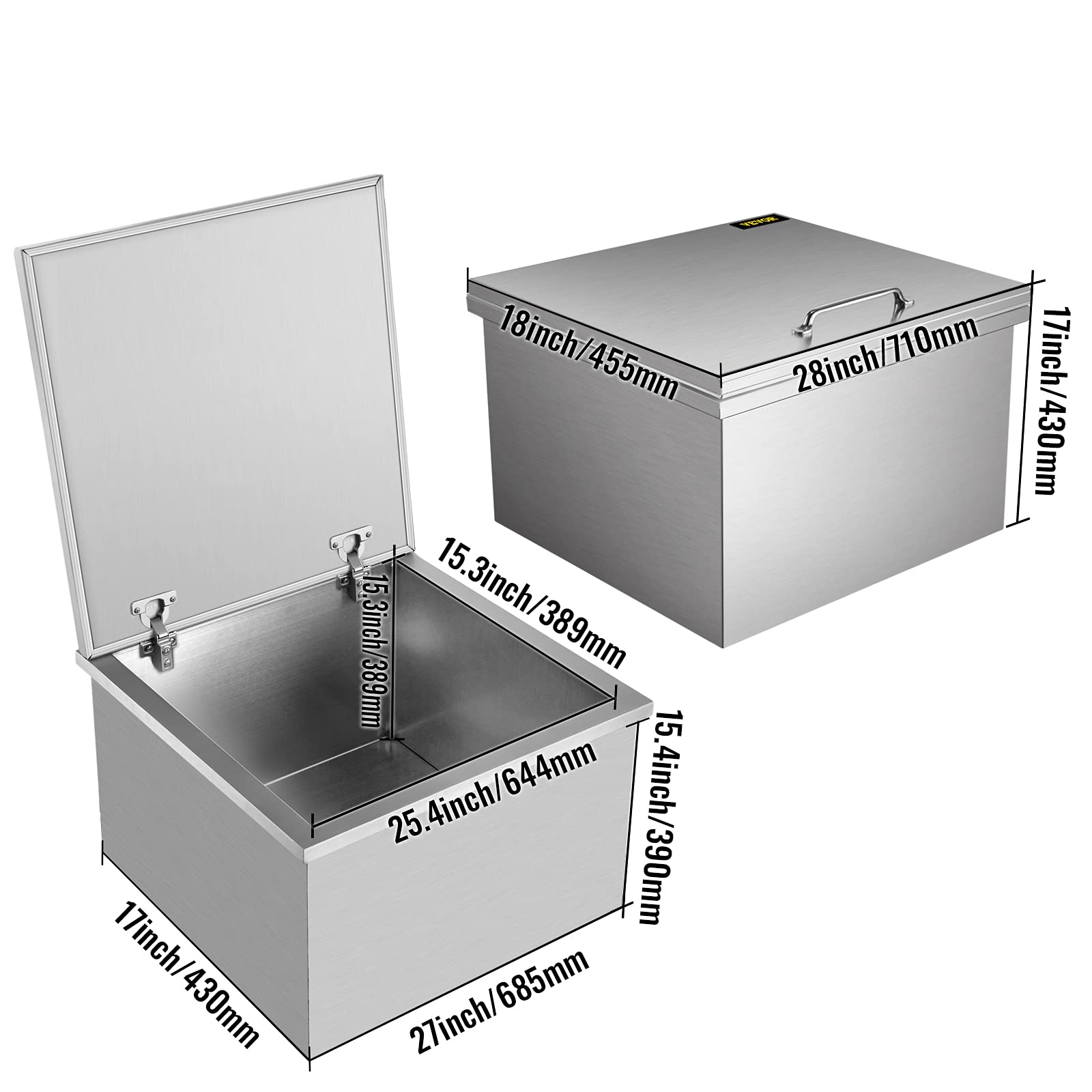 VEVOR 40QT Stainless Steel Drop-In Ice Chest Cooler - 24