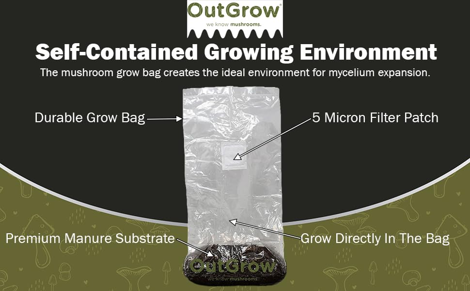 4 Quart Sterilized Rye Grain Jars & 4 lbs Manure-Based Mushroom Substrate - Premium Mushroom Growing Kit for Home Cultivation (Gourmet & Medicinal Mushrooms)