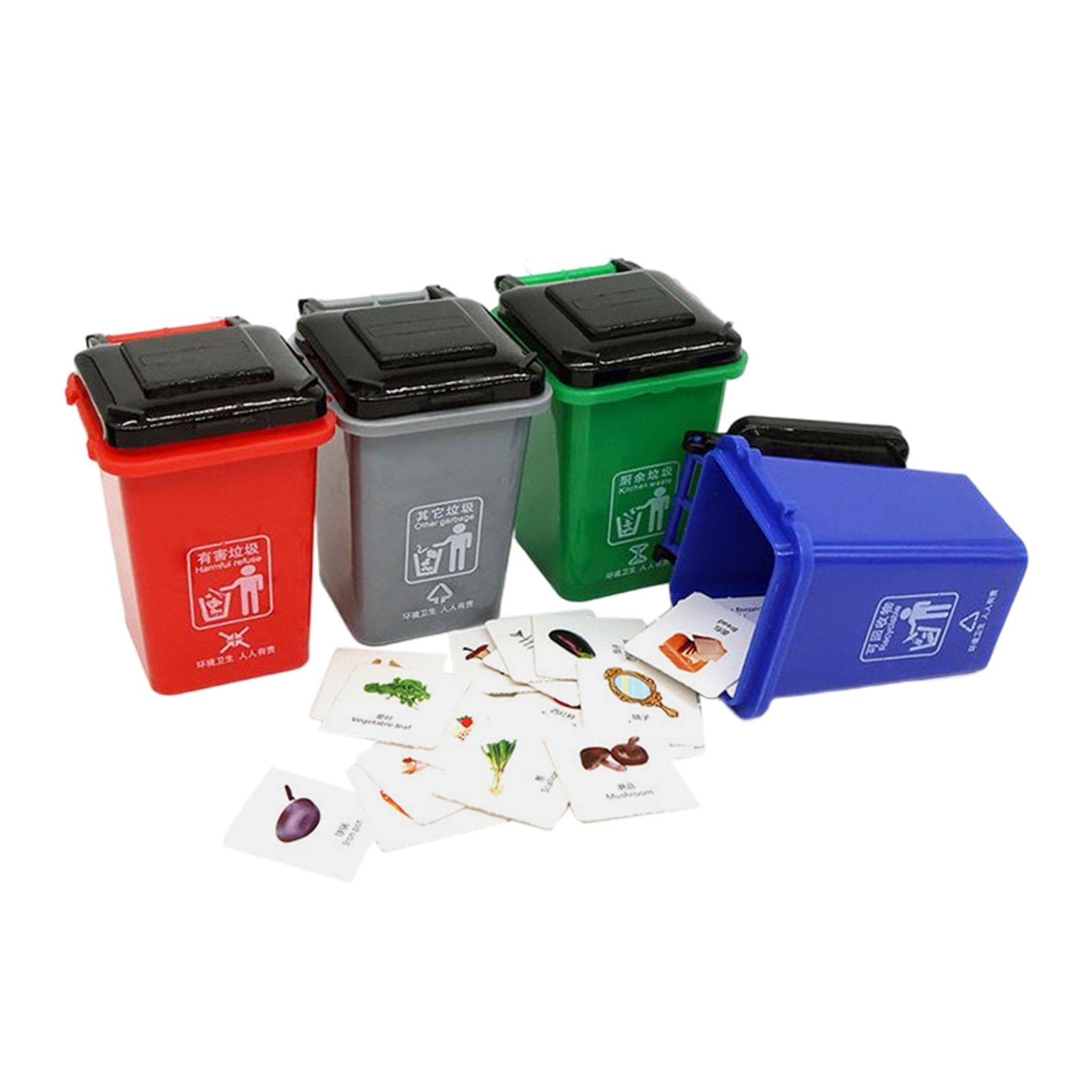 Fityle Mini Trash Can Sorting Toy - Educational Waste Management & Recycling Game with 4 Color-Coded Bins - Perfect for Kids Learning, Classroom Activities & Eco-Friendly Playtime