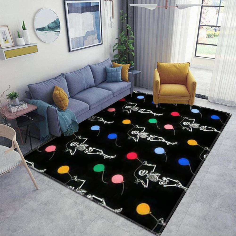 Non-Slip Halloween Skeleton Runner Rug - Thickened Seamless Doormat with Balloon Design for Living Room, Entryway, Indoor & Outdoor Use - Perfect for Halloween Decor, Parties, and Home Floor Protection