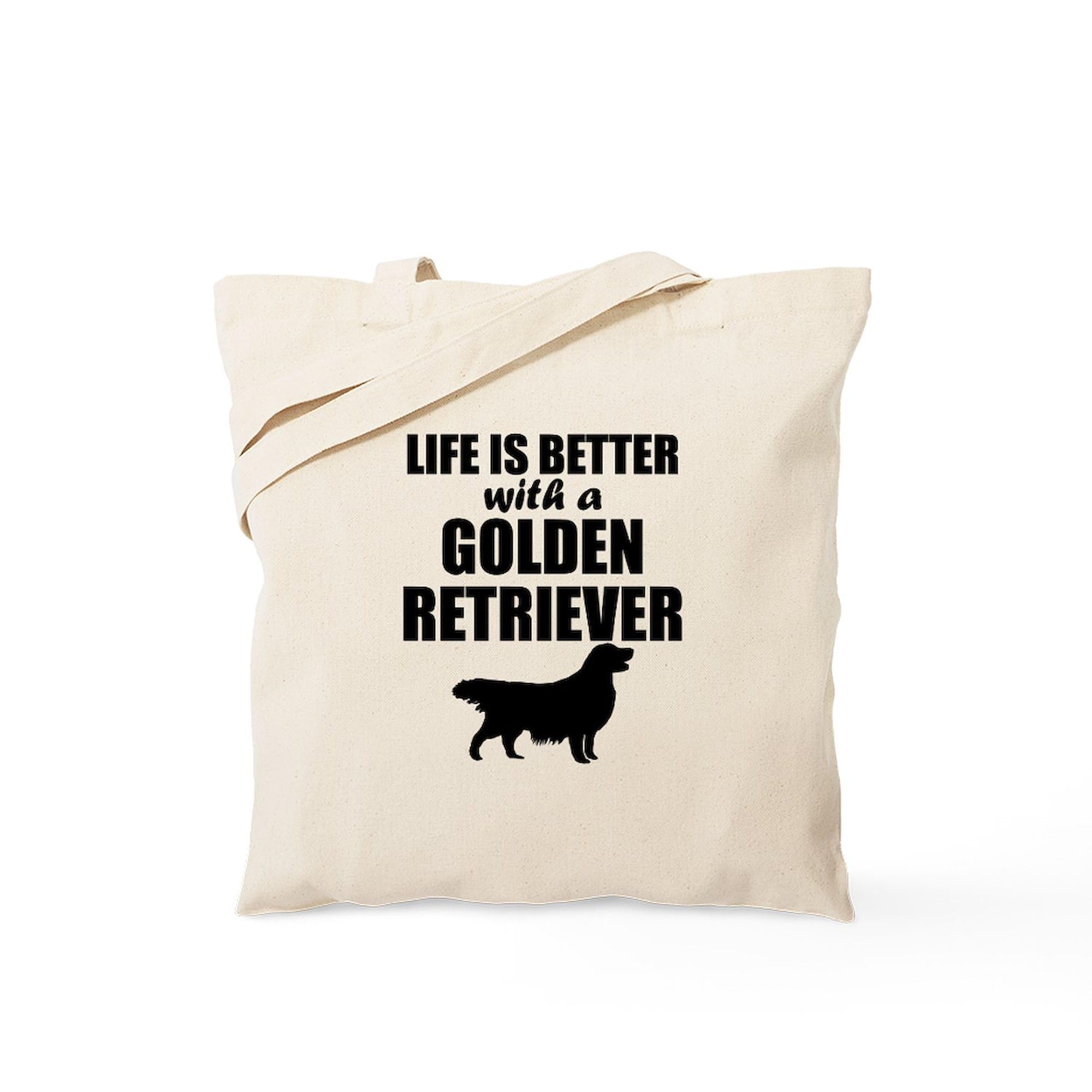 Life Is Better With A Golden Retriever - Natural Canvas Tote Bag | Reusable Eco-Friendly Shopping Bag for Groceries, Beach & Daily Use