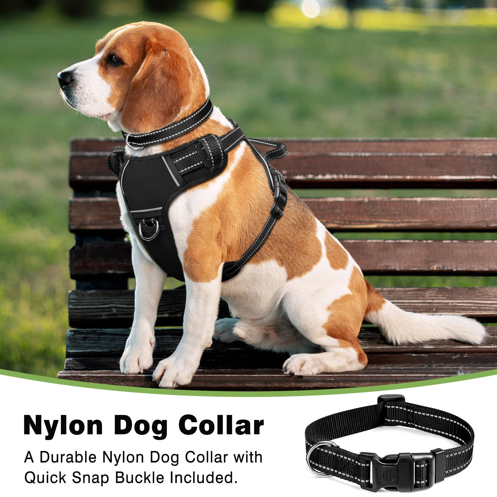 WINSEE No Pull Dog Harness - Adjustable Reflective Pet Vest with Front/Back Leash Clips for Small Medium Large XL Dogs - Easy Control Handle for Walking, Running & Outdoor Adventures
